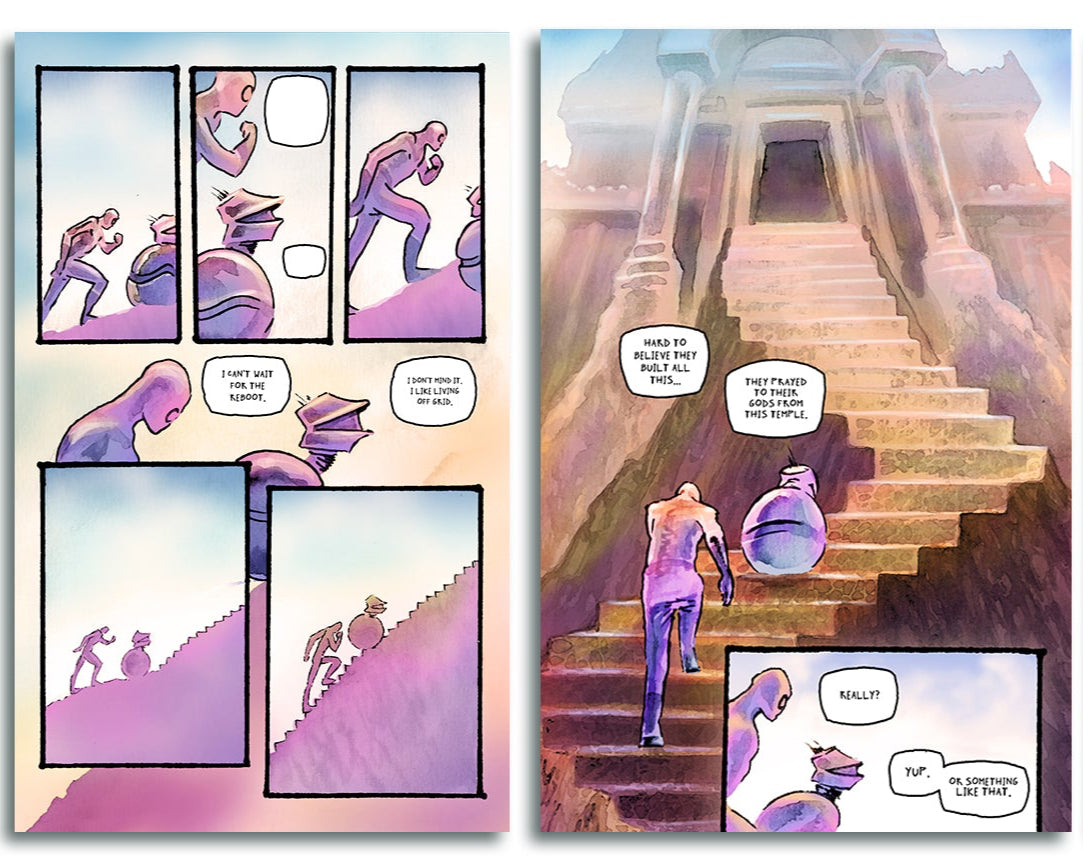 Hugo and Nox Comic Book Issue #1 – Hand-Painted Watercolor Fantasy Comic by Robert N. Riedel (5x7 Digest Size)