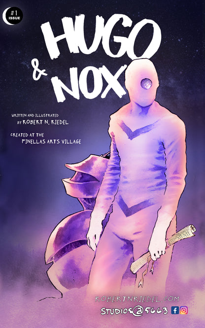 Hugo and Nox Comic Book Issue #1 – Hand-Painted Watercolor Fantasy Comic by Robert N. Riedel (5x7 Digest Size)