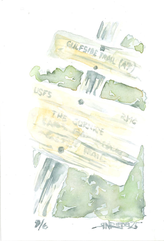 “Trail Marker” - 8x10 Watercolor Print | Appalachian Trail Inspired Art