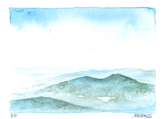 "Kinsman Mountain Sky" 11x14 Watercolor Print  | Appalachian Trail Inspired Artwork
