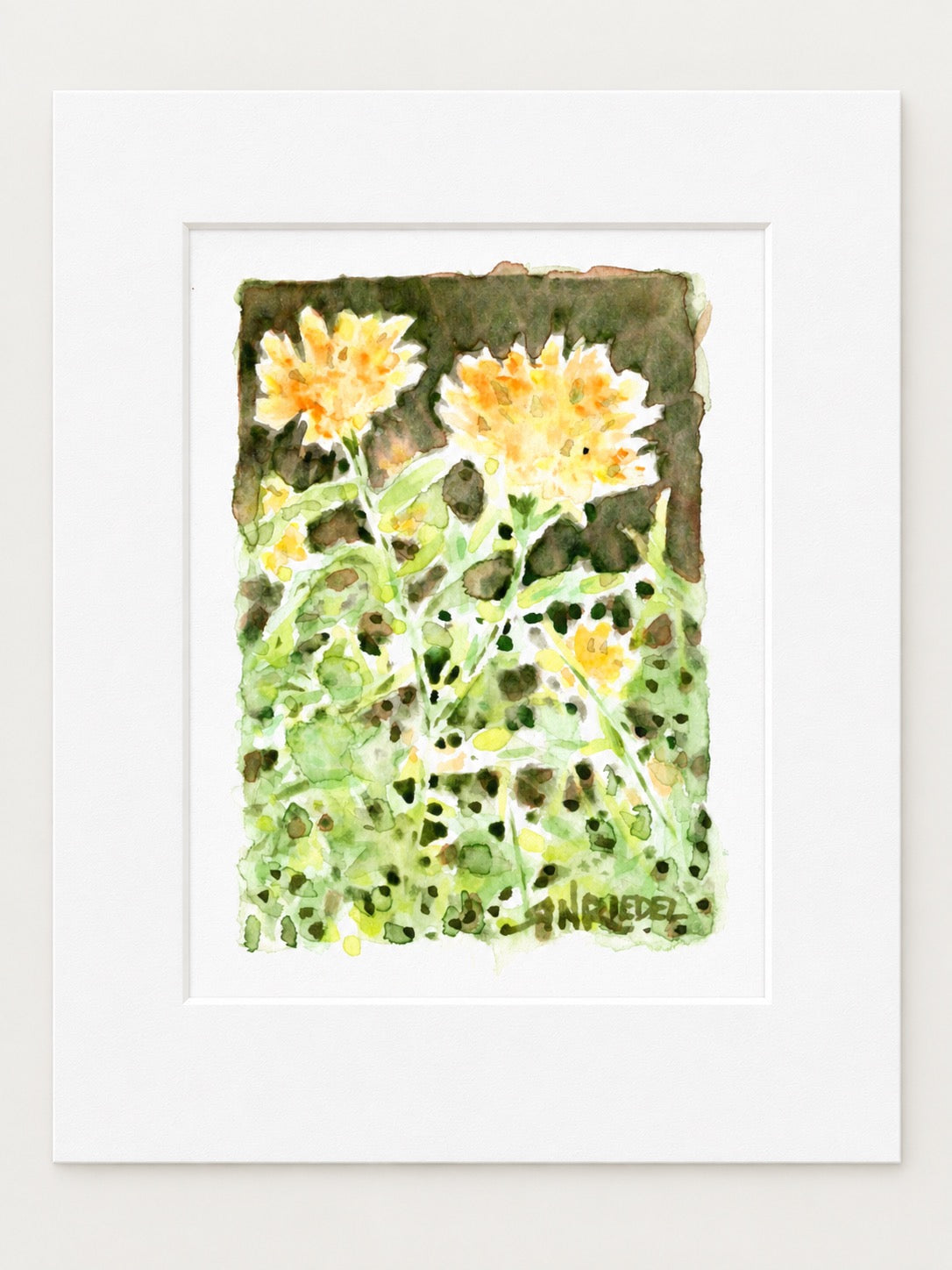 "Little Yellow Flowers" | 8x10 Watercolor Print | Paint With Me Collection