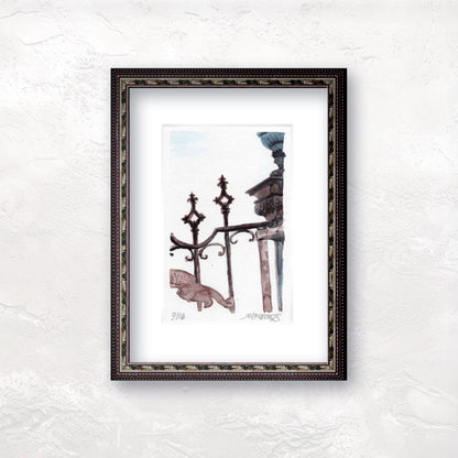 "Graveyard Gate" - Artist's Original Watercolor  | Appalachian Trail Thru Hikers Art