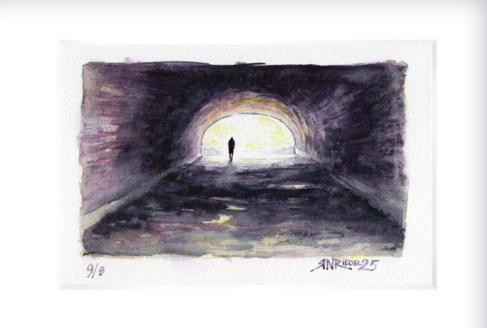 "Light At The End" - Artist's Original Watercolor  | Appalachian Trail Thru Hikers Art