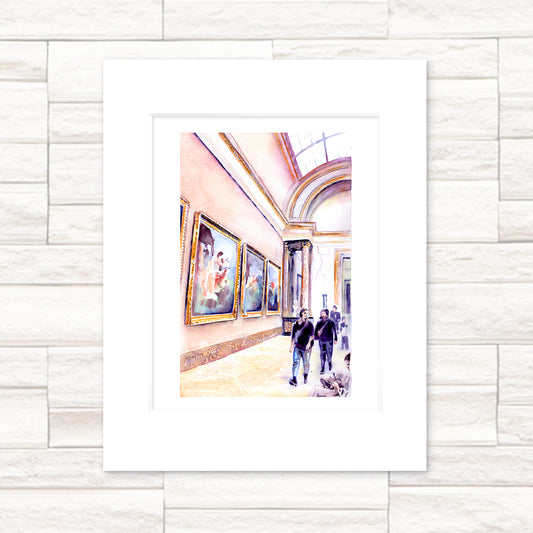 "The Louvre" - 11x14 Watercolor Print | In the French Countryside | France inspired Art