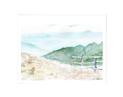 "Max Patch" - 11x14 Watercolor Print  | Appalachian Trail Inspired Artwork