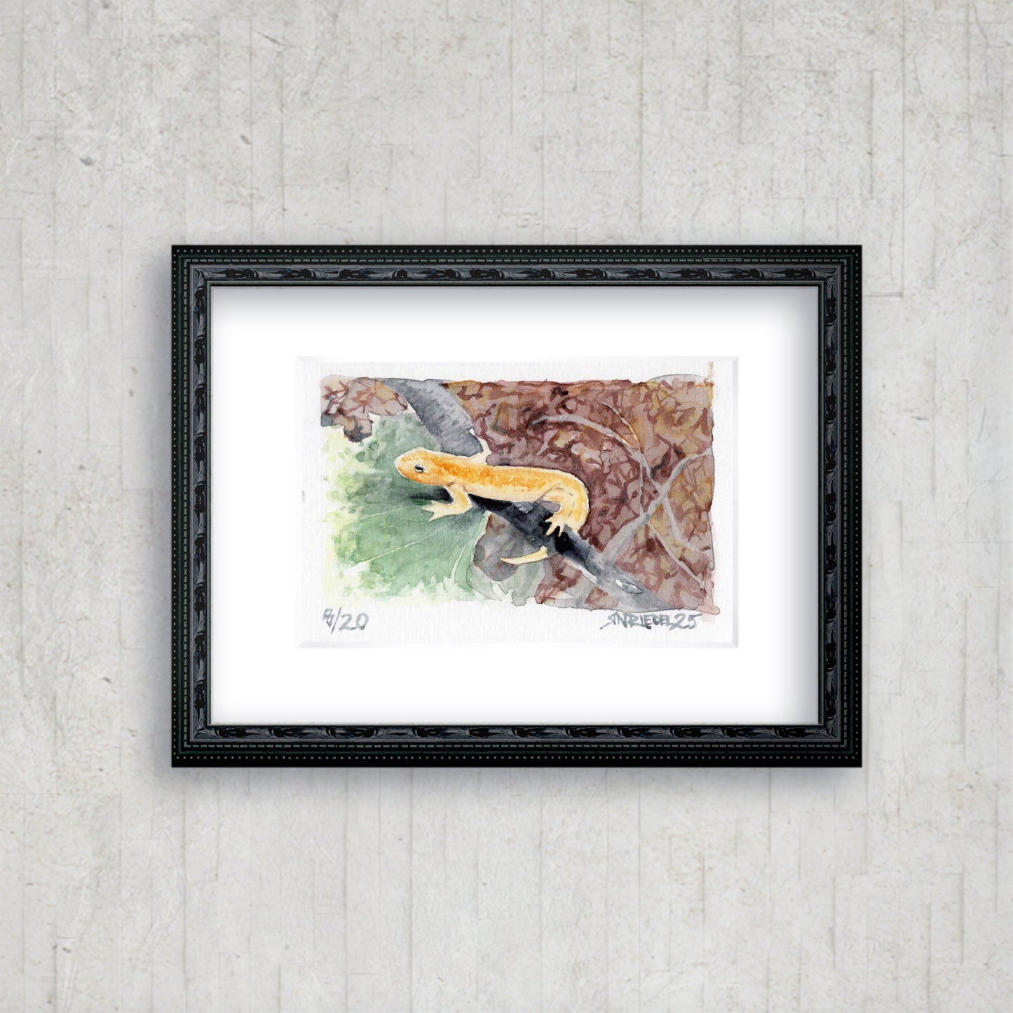 "Trail Newt" - Artist's Original Watercolor  | Appalachian Trail Thru Hikers Art