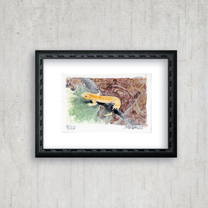 "Trail Newt" - Artist's Original Watercolor  | Appalachian Trail Thru Hikers Art
