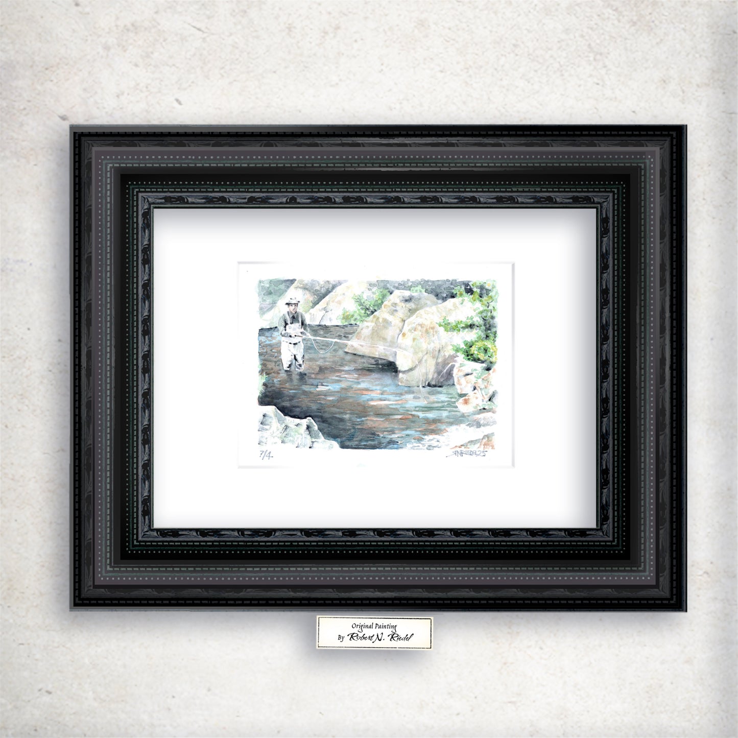 "Fly Fishing" - Artist's Original Watercolor  | Appalachian Trail Thru Hikers Art