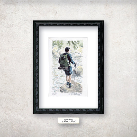 "Rock Hopper" - Artist's Original Watercolor  | Appalachian Trail Thru Hikers Art