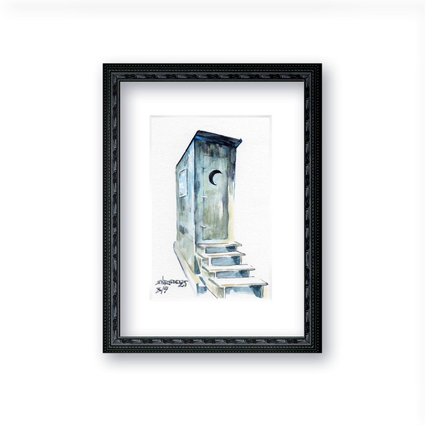 "Privy" - Artist's Original Watercolor  | Appalachian Trail Thru Hikers Art