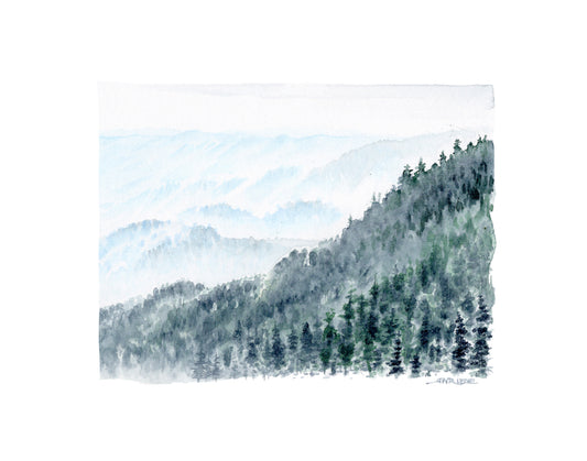 "Smoky Mountain Overlook" 11x14 Watercolor Print  | Appalachian Trail Inspired Artwork