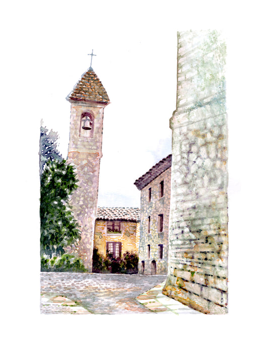 "St Paul De Vance" - 11x14 Watercolor Print | In the French Countryside | France inspired Art