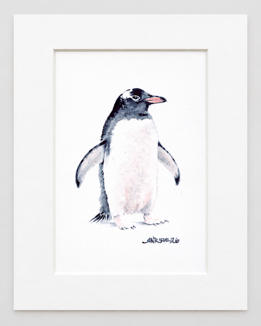 "Standing Proud" | 8x10 Watercolor Print, Penguin | Ocean Friends Collection