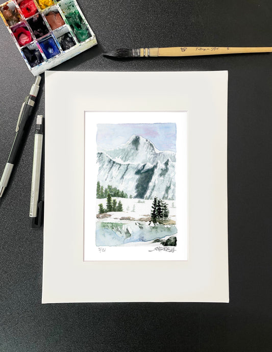 "Kearsarge Pass"  - 8x10 Watercolor Print |Sierra Nevada Watercolor Landscape | Pacific Crest Trail Art
