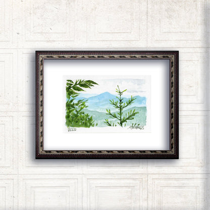 "Where Trees Meet the Sky" - Artist's Original Watercolor  | Appalachian Trail Thru Hikers Art