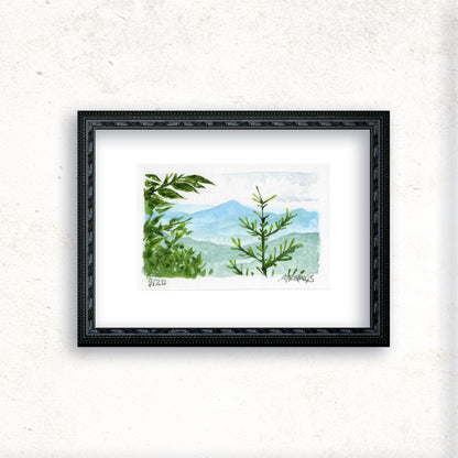 "Where Trees Meet the Sky" - Artist's Original Watercolor  | Appalachian Trail Thru Hikers Art