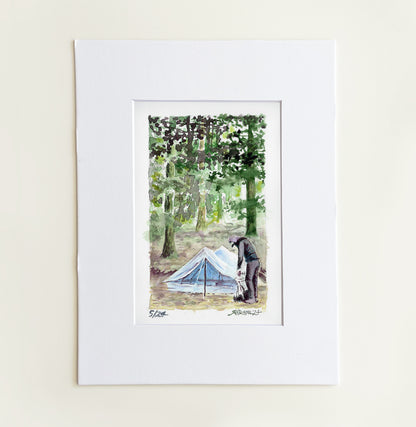 "Boujee at Camp" - 8x10 Watercolor Print | Watercolor from the Pacific Crest Trail