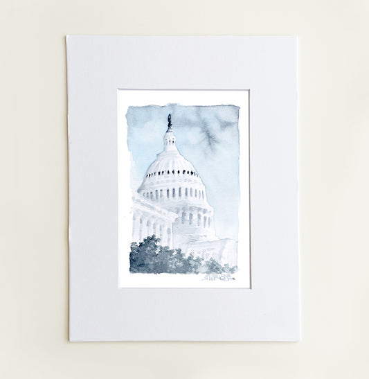 "Capitol in Blue” - 8x10 Watercolor Print | Appalachian Trail Inspired Art