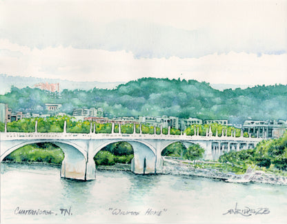 "Welcome Home"-11x14  Watercolor Print | Chattanooga, Tennessee Watercolor Print