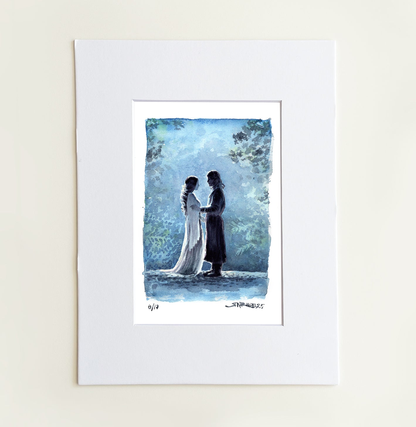 "Choose a Mortal Life" 8x10 Watercolor Print | Aragorn and Arwen – Hand-Painted Watercolor Print | Lord of the Rings Fantasy Art