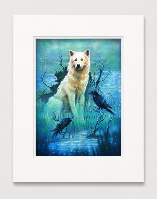 "Ravens and the Wolf" 11x14 Print | Wolf print, Raven Art | Fantasy art print