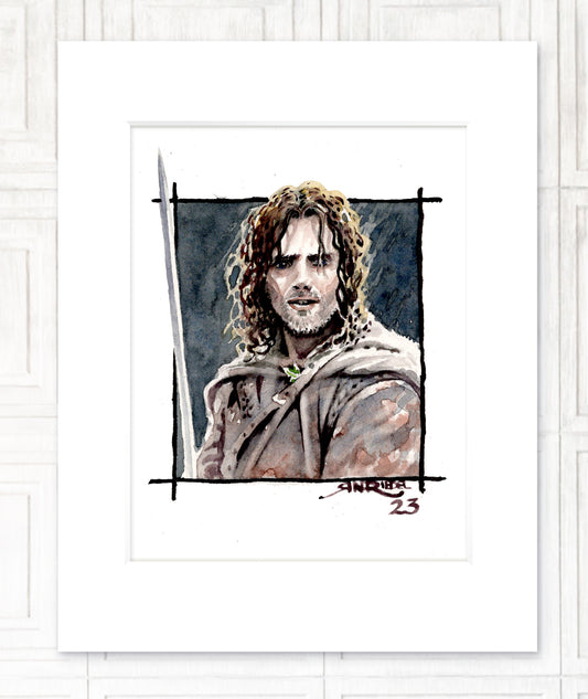 "Aragorn" 8x10 Watercolor Print | Hand-Painted Aragorn Watercolor Print – Tolkien Middle-earth Art | Lord of the Rings Fan Art
