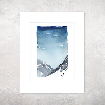 "Forester Descent" - 11x14 Watercolor Print | Snowy Ridge Watercolor Print, High Sierra PCT | Pacific Crest Trail Inspired Art