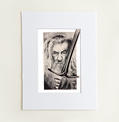 "Glamdring" 8x10 Watercolor Print | Gandalf the Gray – Hand-Painted Watercolor Print | Lord of the Rings Fantasy Art