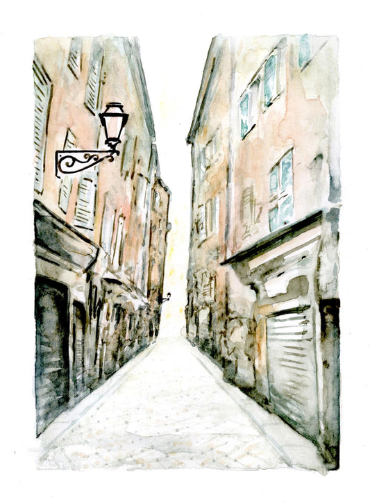 "Early Morning in Old Nice" Artist's Original | Original Watercolor Painted in France