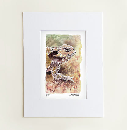 "Desert Life"  - 8x10 Watercolor Print | Pacific Crest Trail Inspired Art | Horned Lizard Watercolor