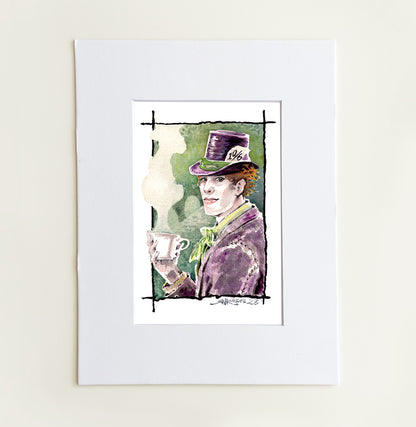 "Mad Hatter" 8x10 Watercolor Print |  Watercolor Art Print – Hand-Painted  | Alice in Wonderland Inspired Art