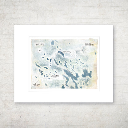 "First 50 Miles of Maine — Appalachian Trail Map (Mount Katahdin)" - 11x14 Watercolor Print  | Appalachian Trail Inspired Artwork