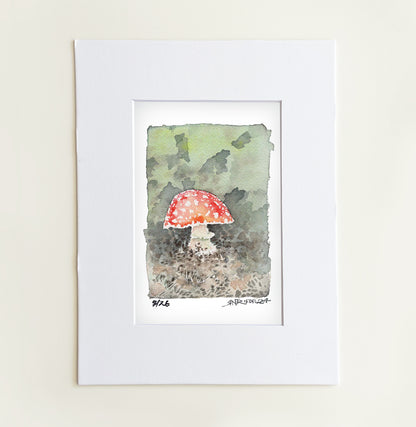 "Forest Jewel"-  8x10 Watercolor Print | Amanita Mushroom Woodland Art | Pacific Crest Trail Art