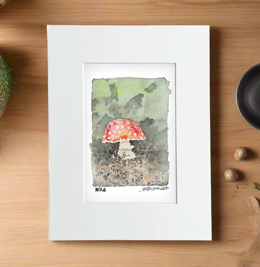 "Forest Jewel"-  8x10 Watercolor Print | Amanita Mushroom Woodland Art | Pacific Crest Trail Art