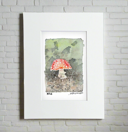 "Forest Jewel"-  8x10 Watercolor Print | Amanita Mushroom Woodland Art | Pacific Crest Trail Art