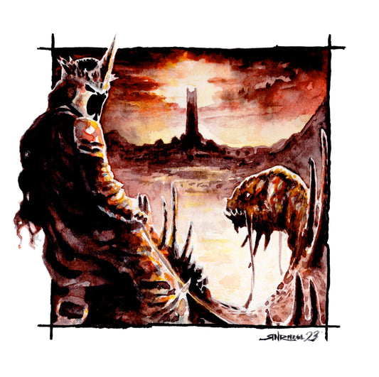 "Witch King" - 12x12  Watercolor Print | Hand-Painted Witch King Watercolor Print – Nazgûl Art | Lord of the Rings Dark Fantasy