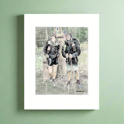 "Trail’s End – Northern Terminus Self Portrait"- 11x14 Watercolor Print | Pacific Crest Trail Inspired Art