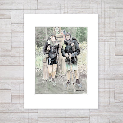 "Trail’s End – Northern Terminus Self Portrait"- 11x14 Watercolor Print | Pacific Crest Trail Inspired Art