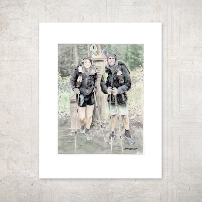 "Trail’s End – Northern Terminus Self Portrait"- 11x14 Watercolor Print | Pacific Crest Trail Inspired Art