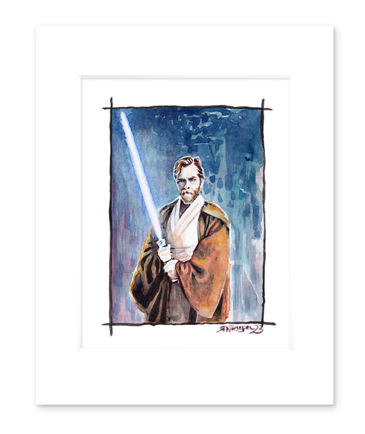 " Obi-Wan Kenobi" 8x10 Watercolor Print | Jedi Master Watercolor Art Print | Star Wars Fan Art