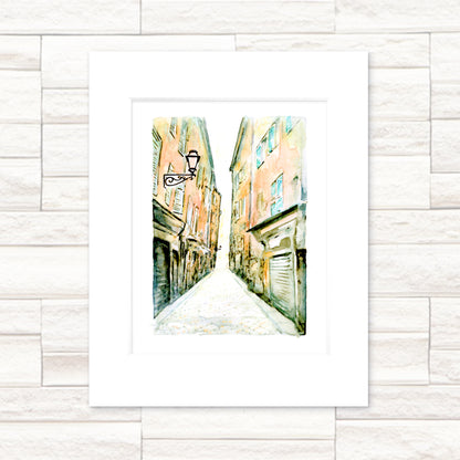 "Early Morning in Old Nice" - 11x14 Watercolor Print | Nice, France | France inspired Art