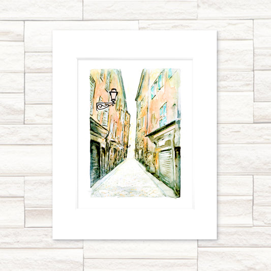"Early Morning in Old Nice" - 11x14 Watercolor Print | Nice, France | France inspired Art