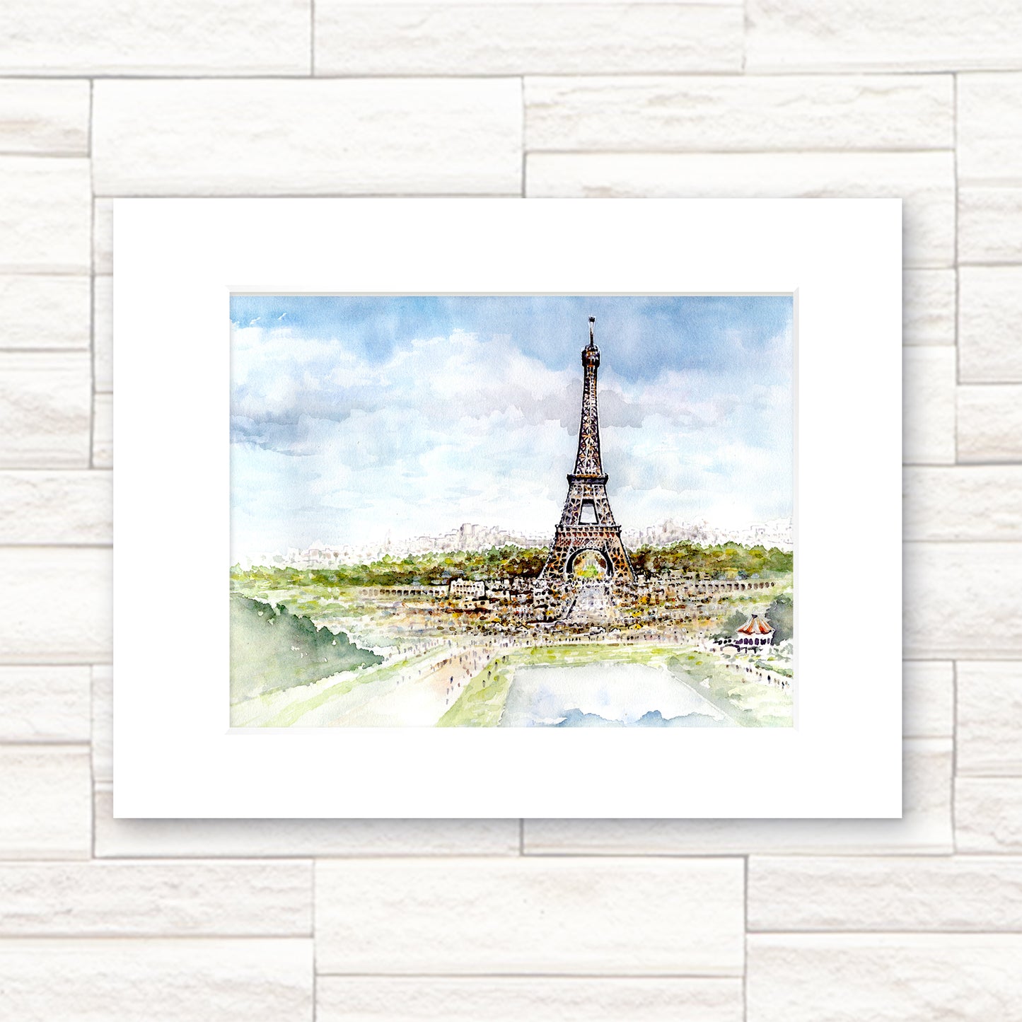 “Paris From the Green” - 11x14 Watercolor Print |  Watercolor of the Eiffel Tower