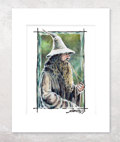 "Gray Pilgrim" 8x10 Watercolor Print | Gandalf the Smoking Pipe  – Hand-Painted Watercolor Print | Lord of the Rings Fantasy Art (Copy)