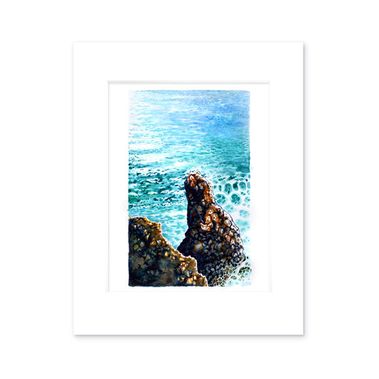 "Mediterranean Sea" - 11x14 Watercolor Print |  Ocean Art  | France inspired Art
