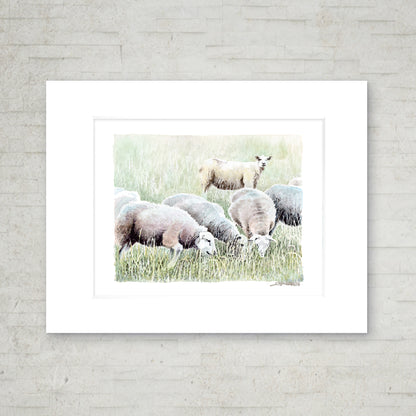 "Grazing Sheep" - 11x14 Watercolor Print  | Appalachian Trail Inspired Artwork
