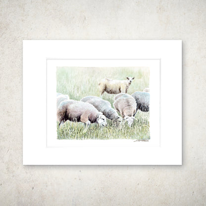 "Grazing Sheep" - 11x14 Watercolor Print  | Appalachian Trail Inspired Artwork