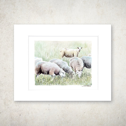 "Grazing Sheep" - 11x14 Watercolor Print  | Appalachian Trail Inspired Artwork