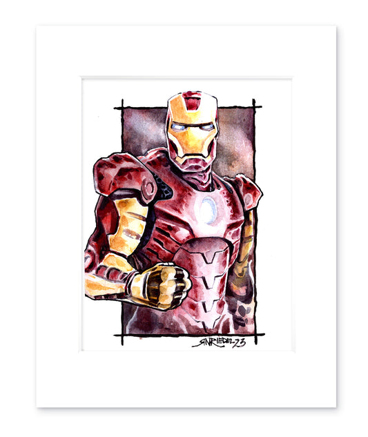 "Iron Man" 8x10 Watercolor Print | Iron Man Watercolor Art Print – Hand-Painted Marvel Hero | Tony Stark Fan Art