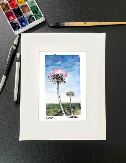 "Thistles on the Trail" – 8x10 Watercolor Print | Pacific Crest Trail Inspired Art